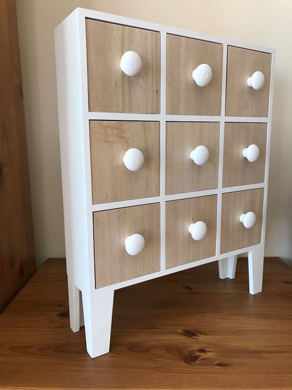 Slim Mini Free Standing with 9 Drawers in White and Pine *SIX
